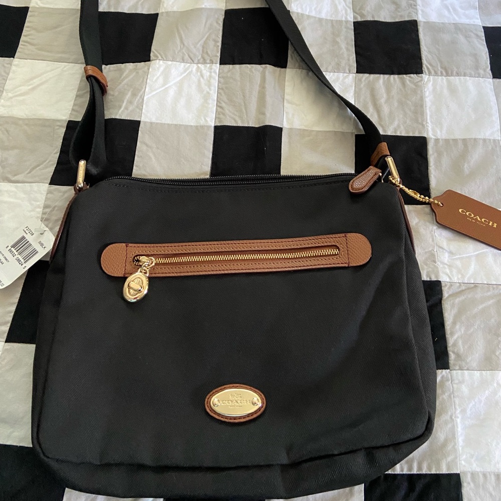 NWT Coach black canvas crossbody bag